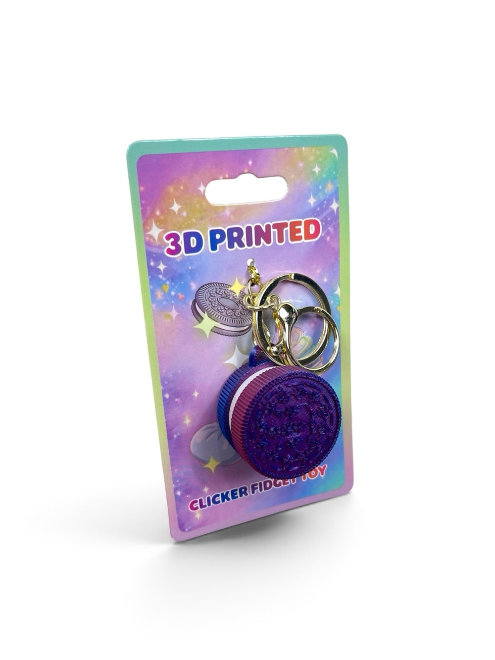 3D Printed Purple Clicker Fidget Keychain